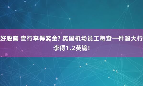 好股盛 查行李得奖金? 英国机场员工每查一件超大行李得1.2英镑!